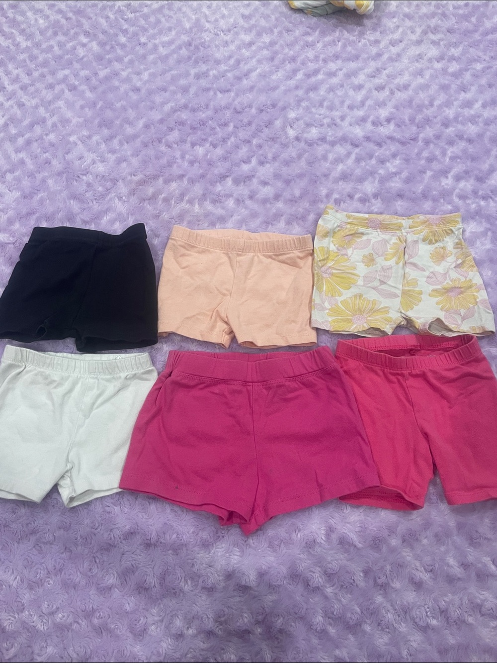Girls' Cotton Knit Shorts Pack - Pink, Magenta, Black, Peach, White, Floral